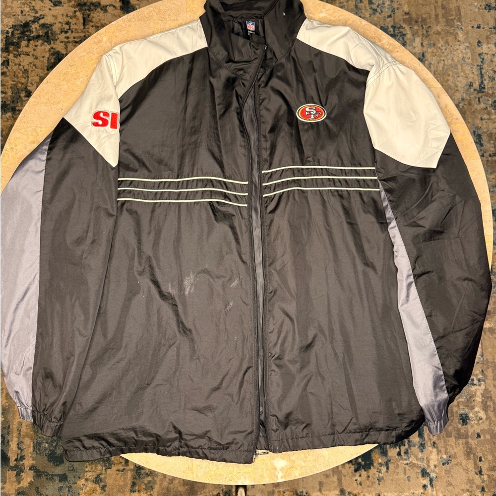 Reebok Black and Gray Windbreaker with Reflective Stripes